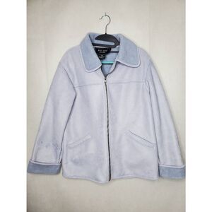 FU DA New York Faux Suede and Shearling Powder Blue Y2K Streetwear Unisex Jacket